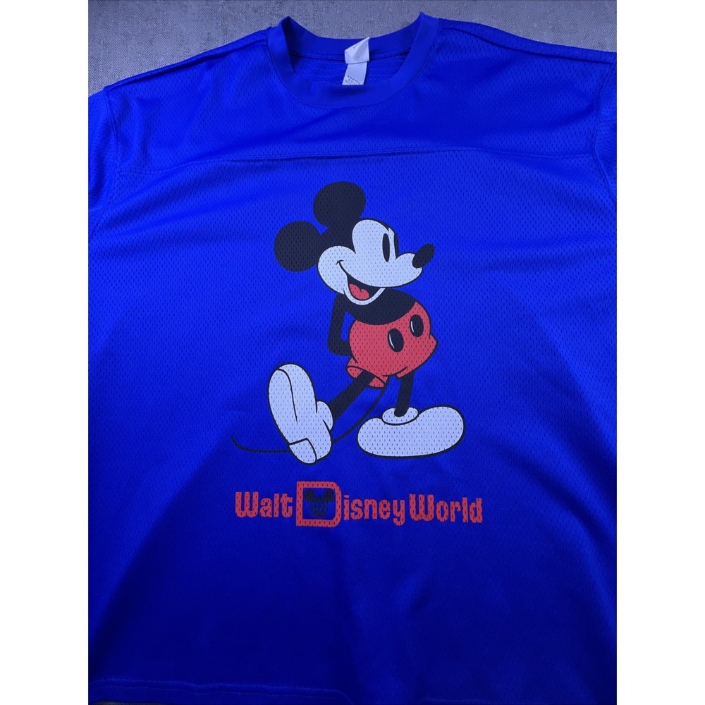 Walt Disney World Football Jersey Mickey Mouse Graphic Print Blue Mesh Men 3XL - Picture 2 of 11